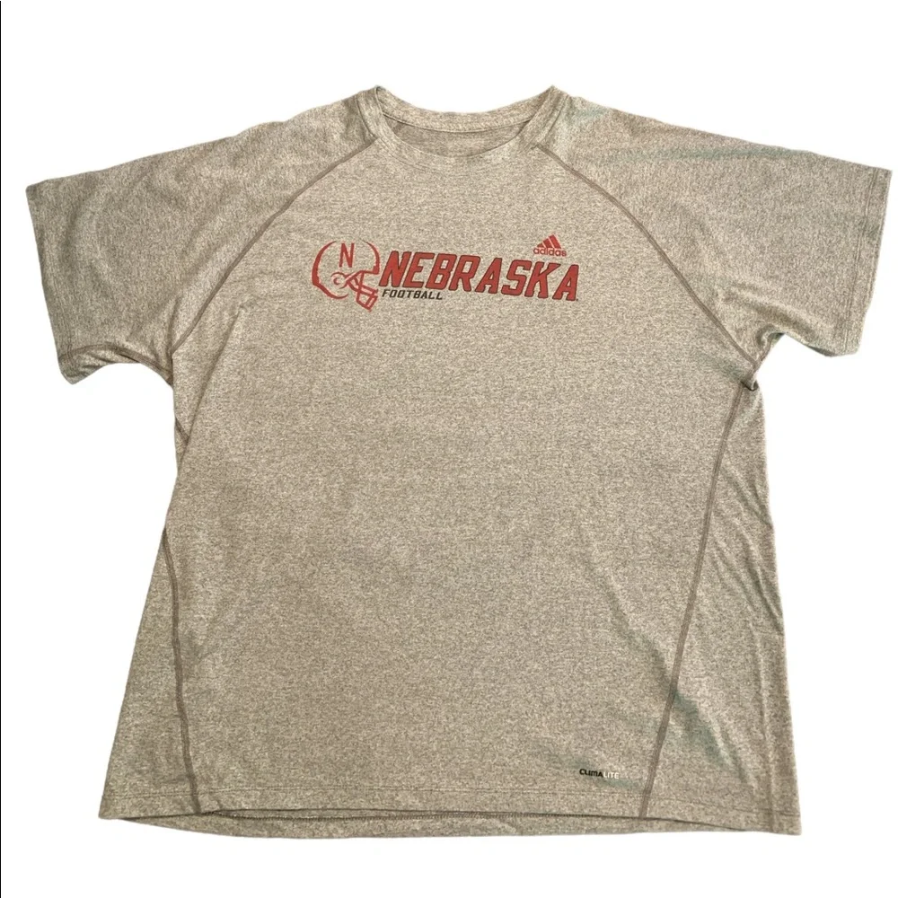 Adidas Nebraska Huskers Football Shirt Climalite Mens XL Gray - Picture 1 of 5